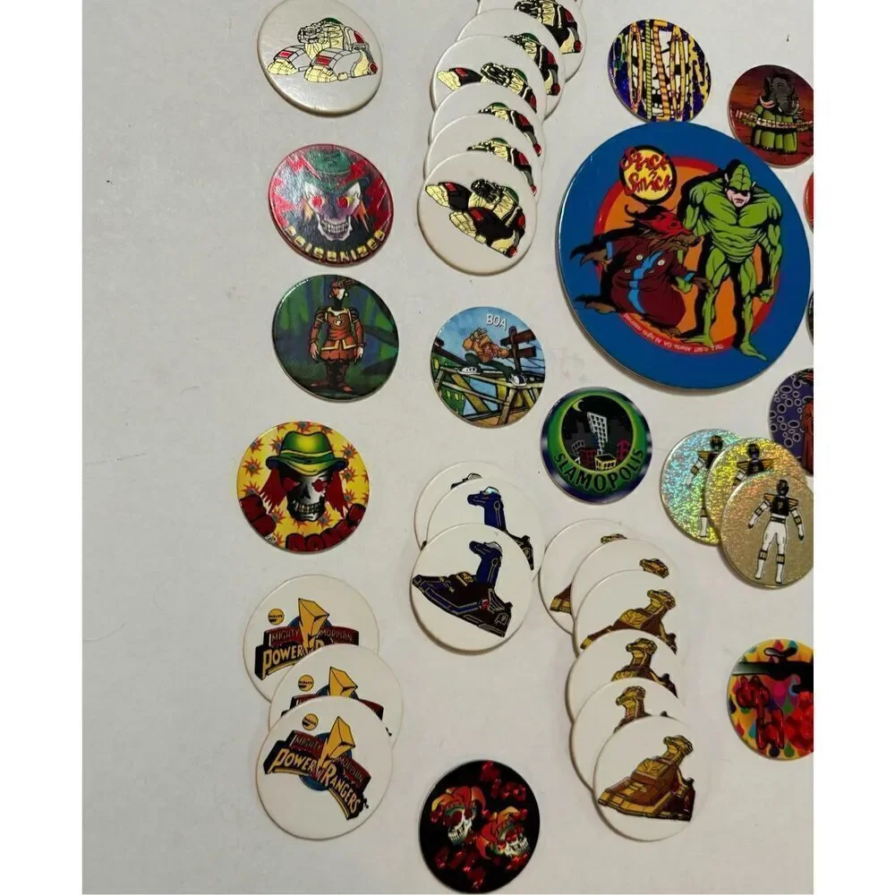 Mixed Lot Vintage Pogs - 1990’s Mighty Morphin Power Rangers MMPR + Slammer Pad